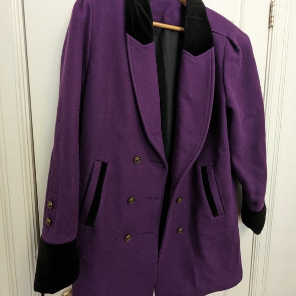 Vintage Balimel Montreal Wool Purple Coat - Made in Canada - Large - Picture 2 of 9